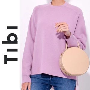 TIBI Silk Back Merino Wool Sweater In lilac